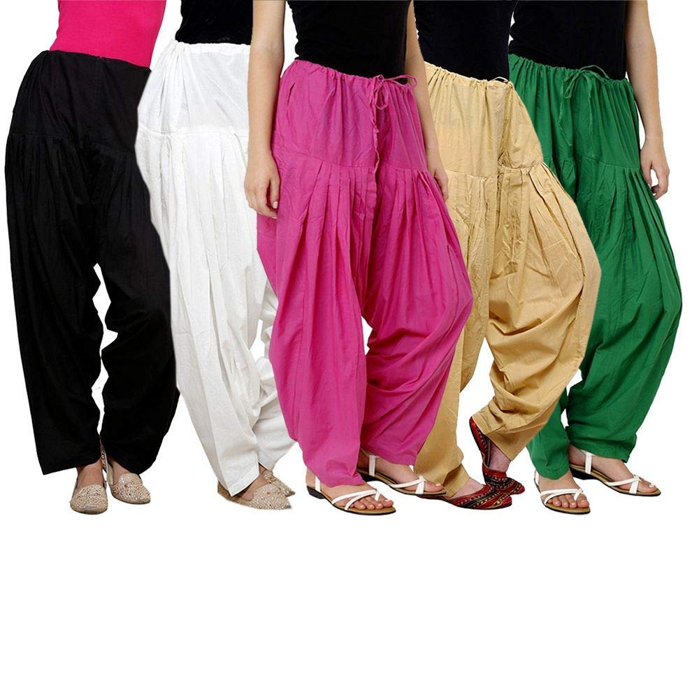 Pistaa's  Women's  Regular Fit Patiala Bottom (Multicolor, Free Size, Pack of 5)