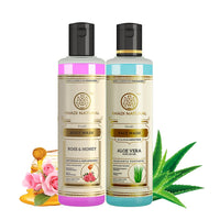 Khadi Natural Aloe Vera Face Wash with Scrub & Rose & Honey Body Wash | For Younger-Looking Skin |Improves Complexion| Paraben & SLS Free | 210 ml each