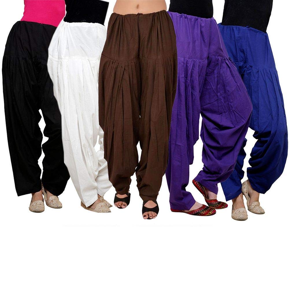 Pistaa's  Women's  Regular Fit Patiala Bottom (Multicolor, Free Size, Pack of 5)