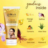 Globus Naturals Gold Peel Off Mask For Golden Glow, Enriched with Saffron & Vitamin-E, Brightening & Radiance, Suitable For All Skin Types, 75 g (Pack of 3)