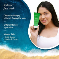 Aqualogica Hydrate+ Face Wash with Hyaluronic Acid & Coconut Water for Deep Cleansing & Hydration for Men & Women | For Oily, Glowing & Combination Skin -100ml