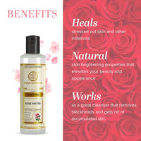 Khadi Natural Rose Water Herbal Skin Toner| Keeps skin scented and moisturized| Maintain skin's pH balance| Prevents acne| Suitable for All Skin Types| 210ml