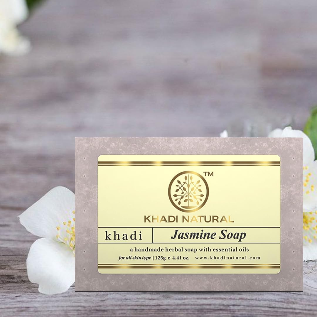 Khadi Natural Herbal Jasmine Soap| Herbal handmade soap| Relaxes body and soul| Reduces wrinkles and lines|Suitable for all skin types| Pack of 7 (125gm*7) (875gm)
