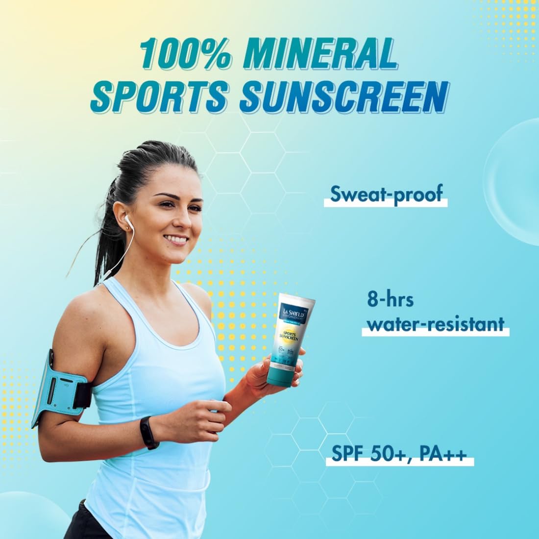La Shield Mineral Sports Sunscreen Gel Spf 50 +|100% Mineral Sunscreen|8 Hours Water Resistant|For Women And Men|No White Cast|Broad Spectrum Pa+++|Fragrance-Free |Dermatologist Tested|50G,all