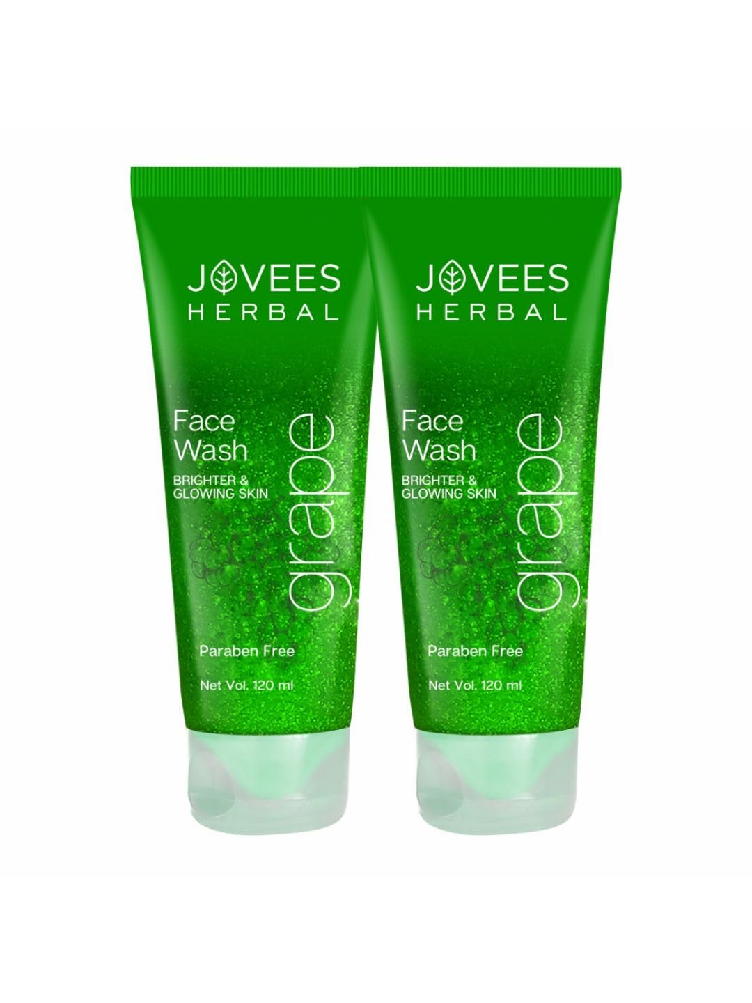 Jovees Herbal Grape Face Wash With Grape Seed & Orange Peel Extracts | For Brighter & Glowing Skin | Reduces Uneven Skin Tone & Fine Lines | For All Skin Types 120 ML (Pack of 2)