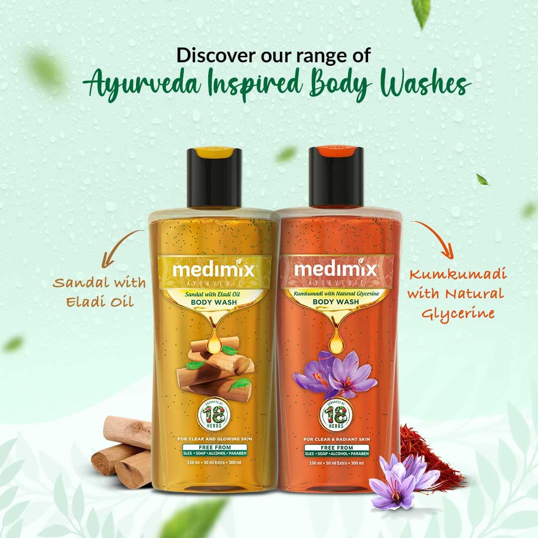 Medimix Ayurvedic Bodywash 18 Herbs & Natural Oils For Healthy & Refreshed Skin | Shower Gel For soft, nourished & glowing skin | Herbal | Paraben-free & Sulphate-free 250ml+50ml Extra