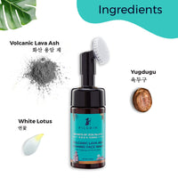 Pilgrim Korean Volcanic Lava Ash Foaming Face Wash with Built In Brush for Deep Cleansing | Korean Skin Care Products | 100% Safe on All Skin Types | For Men & Women | SLS & Paraben Free | 120 ml