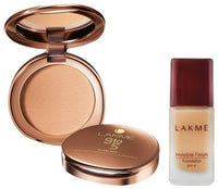 Lakmé Invisible Finish Spf 8 Foundation Powder For All Skin Types,Light Coverage Shade 01, 25Ml And 9 To 5 Flawless Matte Complexion Compact, Melon, 8G, 2 Count