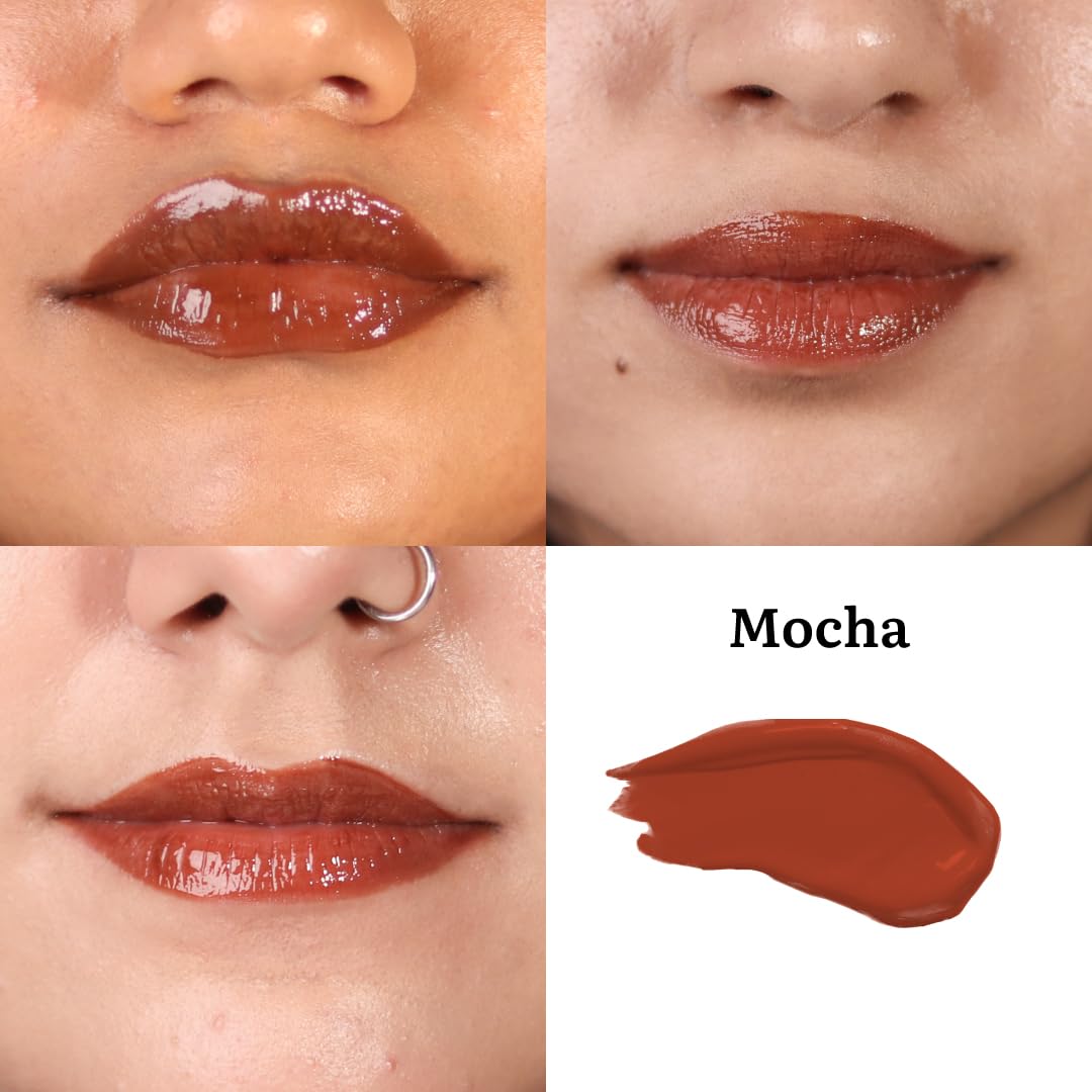 Tint Cosmetics 10ml Brown Lipgloss, Non Sticky, Hydrating, Light Weight, Long Lasting, High Shine & Soft Natural Liquid Lip Gloss For Girls & Women (Mocha)