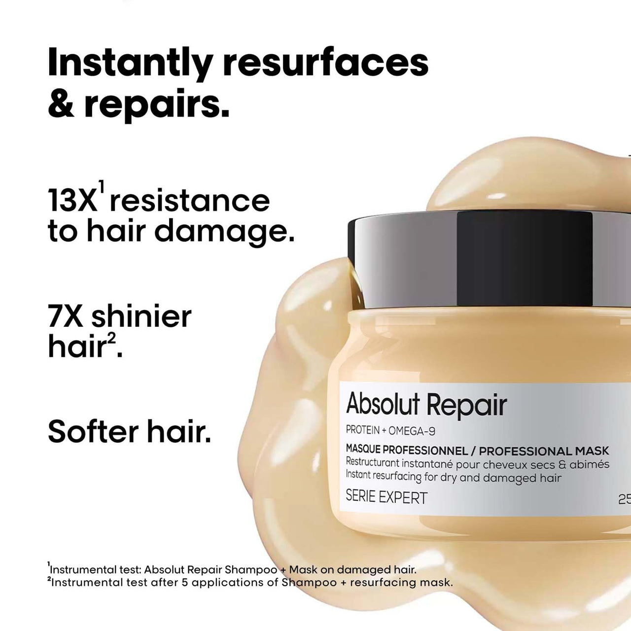 L'Oréal Professionnel Absolut Repair Mask for Dry & Damaged Hair - 250ml | Professional mask for Strengthening and Repairing Hair, With Protein & Omega-9, For Men & Women