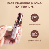 Urban Yog Electric Facial Hair Remover Machine for Women, Quick 60-Minute Charge, 100-Minute Runtime, Stainless Steel Blade, Painless Hair Removal for Upper Lip, Chin, Eyebrows & Cheeks, Compact & Portable