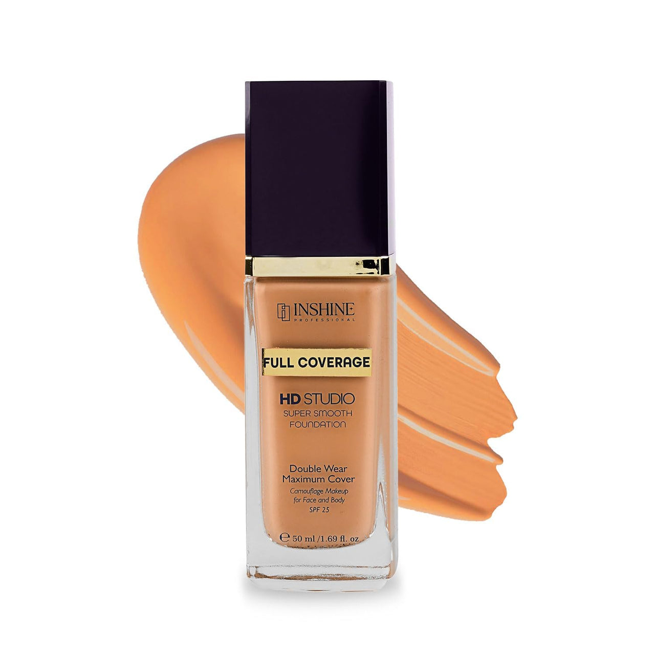 INSHINE 24-Hour Full Coverage Foundation – Lightweight, Waterproof, Oil Control, Sweat & Humidity-Resistant with Non-Cakey Matte Finish - Caramel