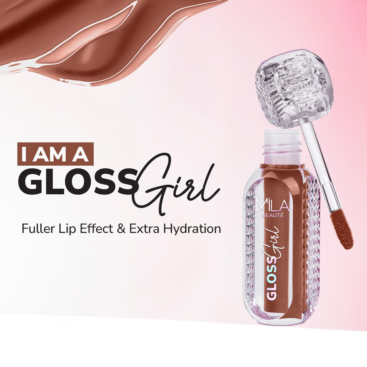 Mila Beauté Gloss Girl Lip Gloss | Enriched With Mango Seed Butter & Hyaluronic Acid | Light Weight & Non-Sticky Formula | Gives Fuller-Lip Effect & Extra Hydration | High Shine Finish-(Not Today, 2.8 ml)