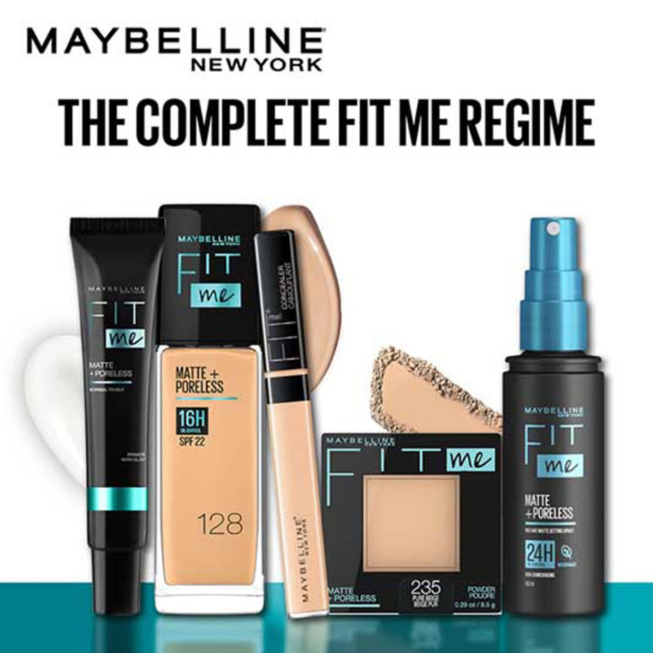 Maybelline New York Powder Foundation, Pressed Powder Compact, Mattifies Skin, Incl. Mirror and Applicator, Fit Me, 120 Classic Ivory, 8.5g
