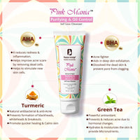 Passion Indulge Pink Mania Face Cleanser & Anti-Dandruff & Hair Fall Control Shampoo | Purifying & Oil Controlling with AHA BHA, Turmeric & Green Tea