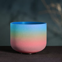 CVNC 8 Inch Rainbow Colored G Note Throat Chakra Frosted Quartz Crystal Singing Bowl Free mallet & O-ring Sound Healing Instrument
