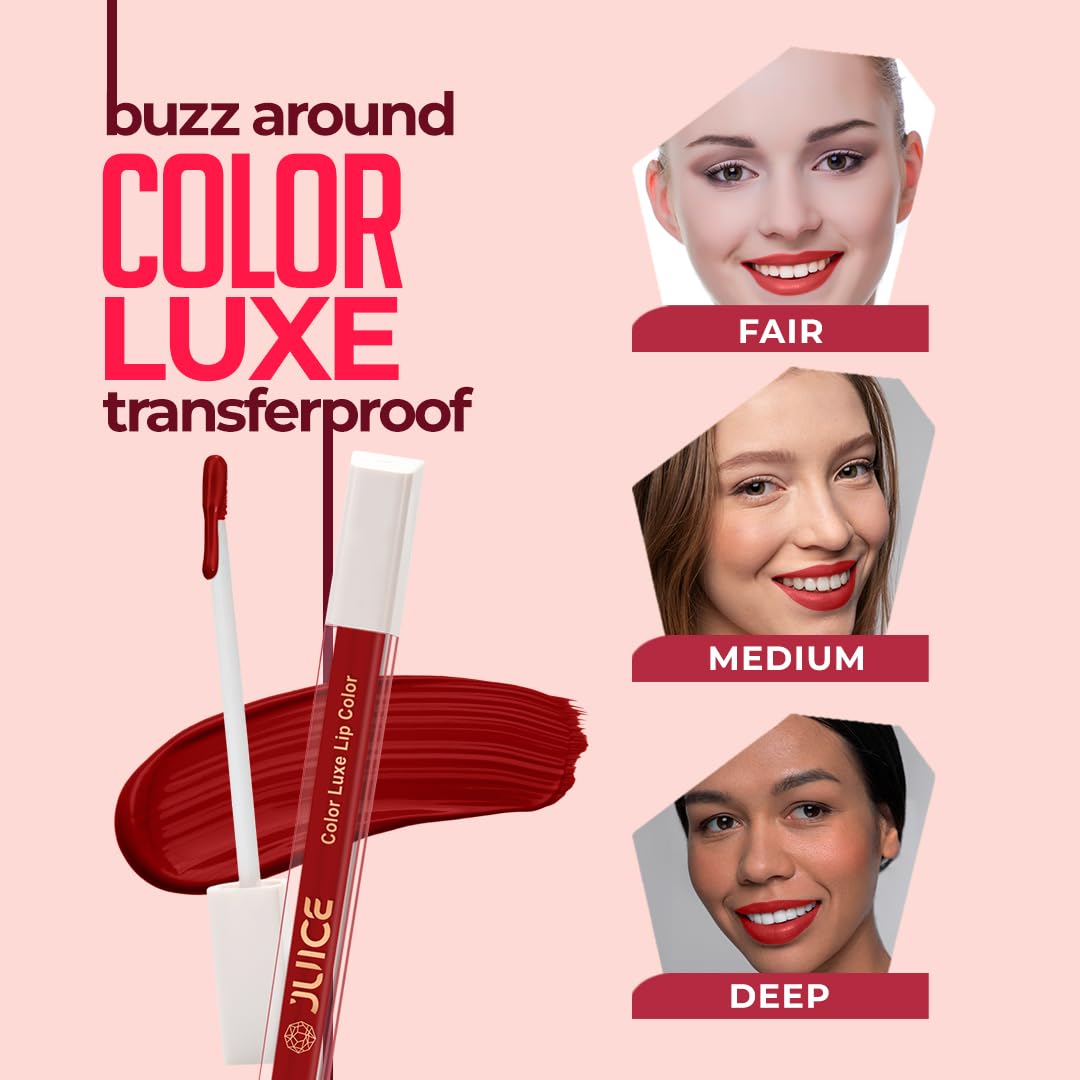 Juice Cosmetics Matte Luxe Lipstick - Vitamin E Enriched, Smudge-Free with Bio Retinol, Moisturizing Lock Technology, SPF 15, Long-Lasting (Red Hotness - M09)
