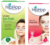 HipHop skin care Under Eye Pads With Nourishing Gel- 5 Pads & Cleansing Charcoal Nose Strips For Women (3 Strips)