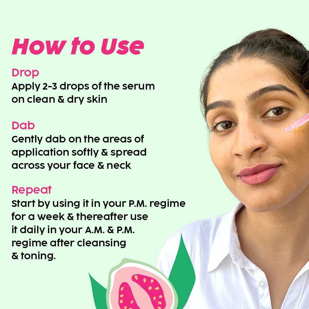 PLIX - THE PLANT FIX 23% Vitamin C Guava Face Serum for Skin Brightening, Clear, Glowing & even toned complexion, 20ml (Pack of 1) with Hyaluronic acid & Pentavitin for Women & Men for All Skin Types