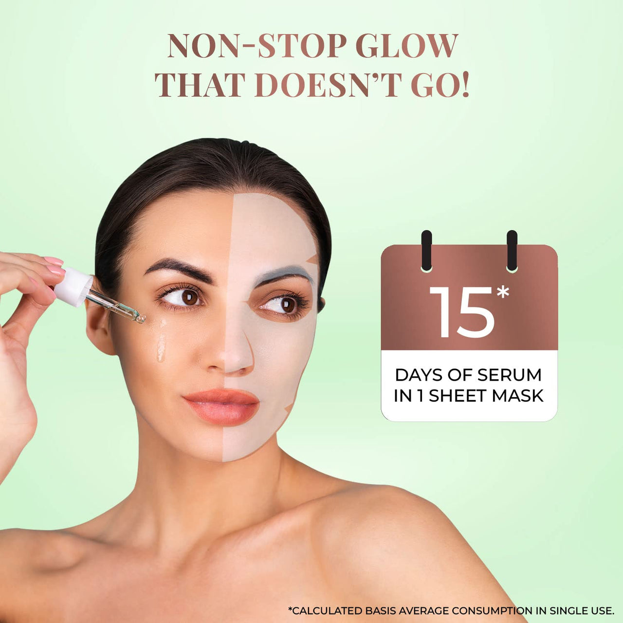 Just Herbs Sheet Mask Glowing Skin Serum Masks, 20g (Green Tea, Mint, Cucumber)