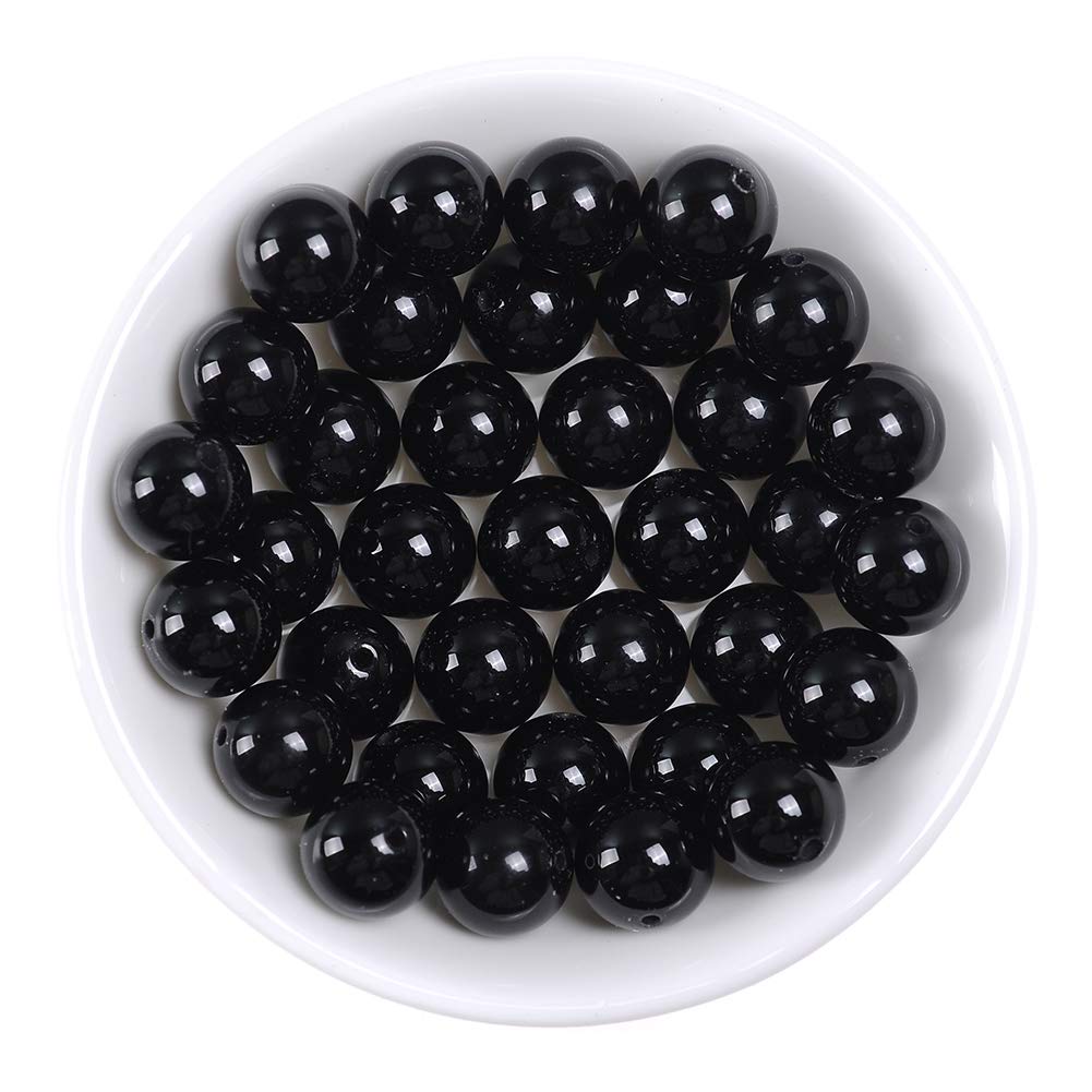 Natural Stone Beads 6mm Black Onyx Agate Gemstone Round Loose Beads Crystal Energy Stone Healing Power for Jewelry Making DIY,1 Strand 15"