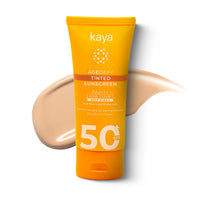 Kaya AgeDefy Tinted Sunscreen SPF 50 | Anti-Aging Moisturizer - Broad Spectrum | UVA & UVB protection for Face with Natural Tint | Hydrating Sunblock Cream for Women and Men | 50 gm