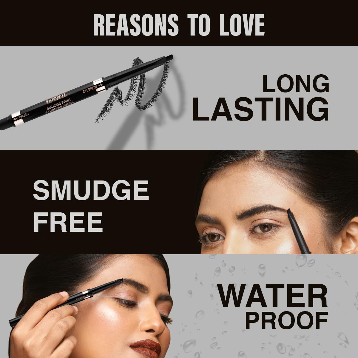 INSIGHT, Smudge Free Eyebrow Pencil, Brown, 0.5 gm