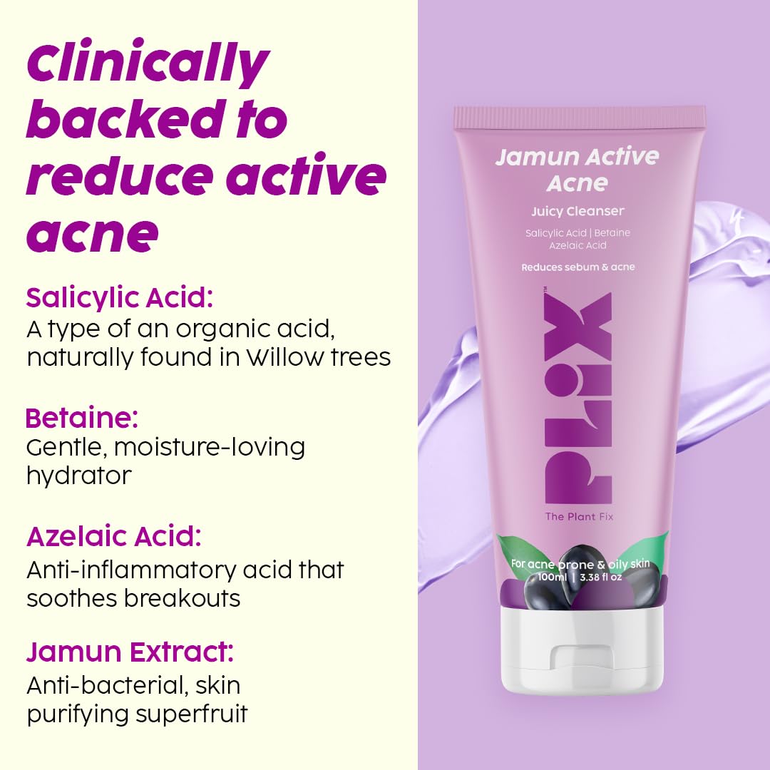 The Plant Fix Plix Jamun Face Wash and Acne Marks Serum Combo(100ML + 30ML) For Acne spots & Oil Control, For Breakouts | Oily & Acne Prone Skin | Women & Men