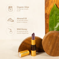 SoulTree Ayurvedic Lipstick - Colour Cocoa Rich 906, 4gm | Creamy Texture | Enriched with Organic Ghee & Almond Oil | Moistured & Nourished Lips | 4gm