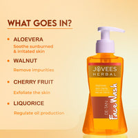 Jovees Herbal Detan Facewash For Glowing and Clear Skin With Liquorice & bearberry Ext. | Gentle Cleanser For Brighten, Even Tone and Hydrates Skin | Suitable for All Skin Types - 300ml