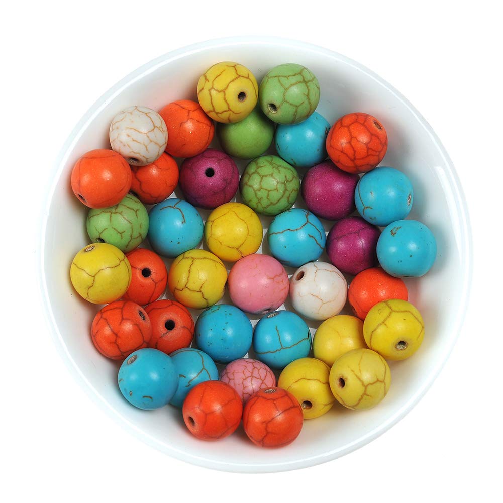 Stone Beads 6mm Colorful Turquoise Gemstone Round Loose Beads Crystal Energy Stone Healing Power for Jewelry Making DIY,1 Strand 15"