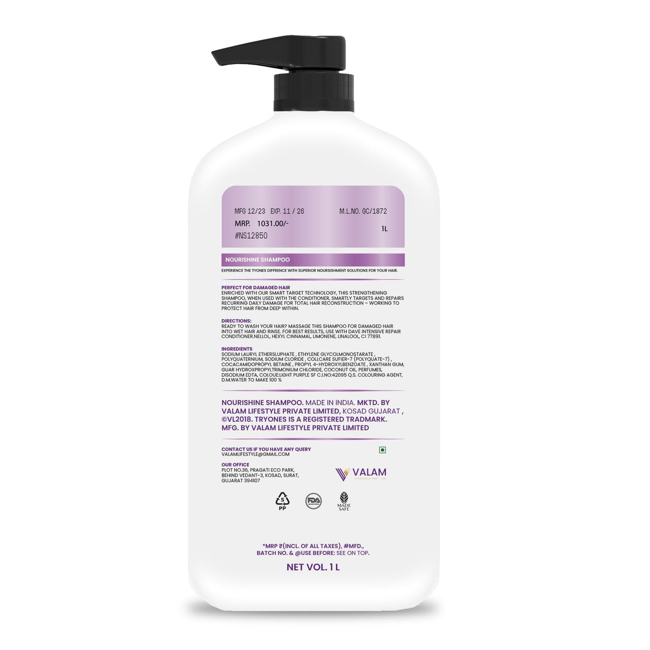TryOnes Nourishine Shampoo For Dull, Beittle Hair Daily Shine Shampoo Unveil The Beauty Of Silky Smooth Hair for Men & Women_1000 ML