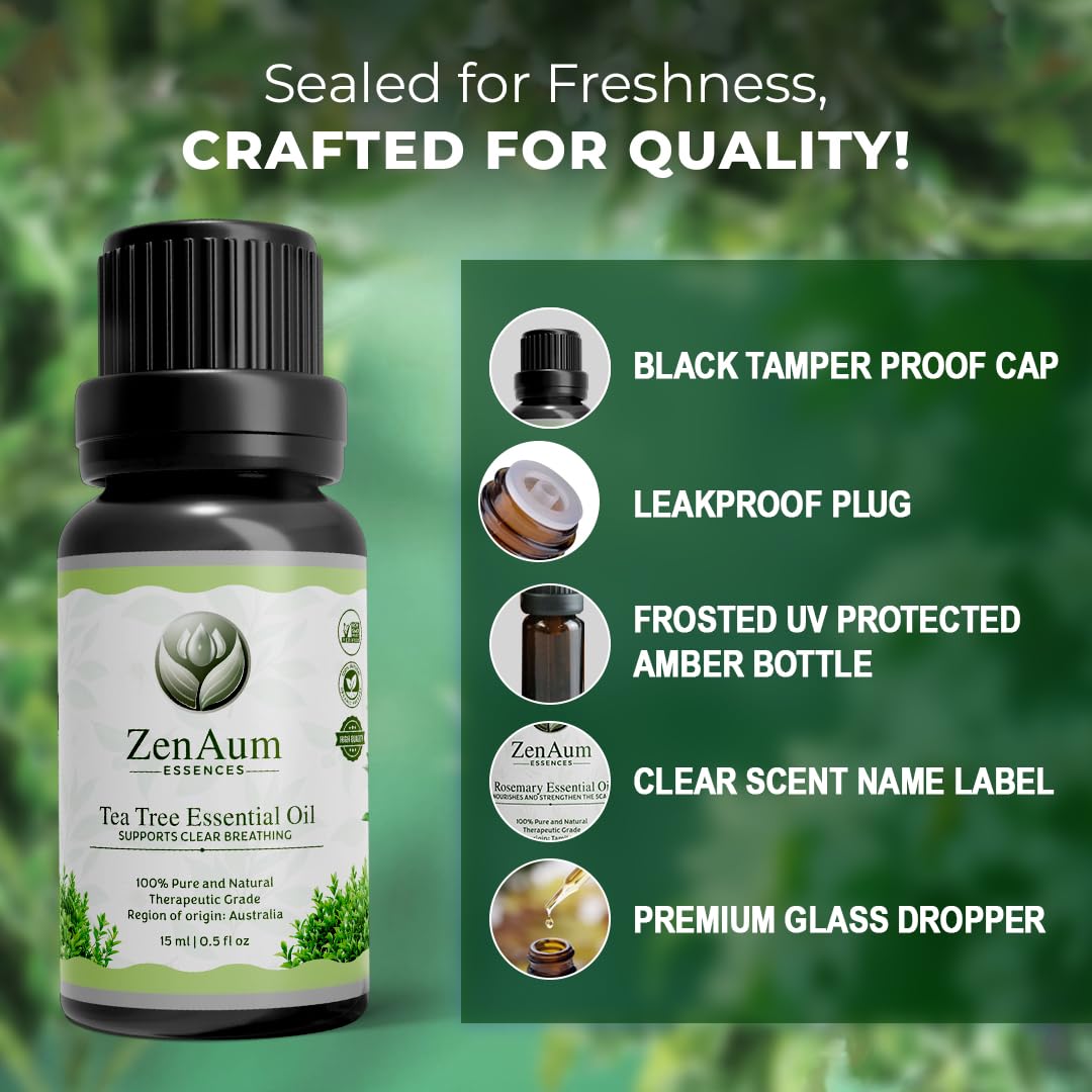 ZenAum Essences Emotional Wellness Trio | 100% Pure Jasmine, Lavender & Sandalwood Essential Oils Pack of 3 (15ml x 3) | Stress Relief, Joyful Mood, Self-Love | FDA Approved | GMP, IFRA, ISO Certified