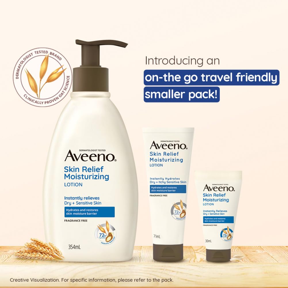 Aveeno Skin Relief Lotion For Sensitive Skin, White, 71 g