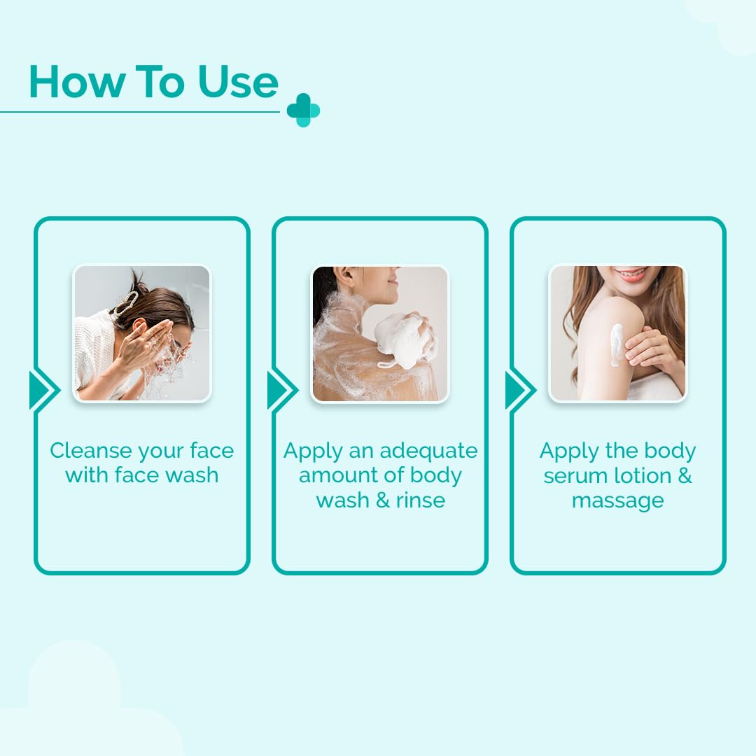 The Derma Co Clear & Smooth Combo 2% Salicylic Acid Face Wash 100ml + 1% Salicylic Acid Exfoliating Body Wash 250ml+1% Salicylic Acid Exfoliating Body Serum Lotion 250 ml |Treats Acne|Exfoliates|Brightens