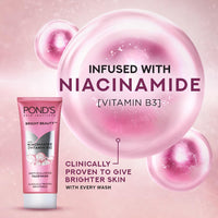 POND's Bright Beauty Anti-Dullness & Brightening Facewash With Niacinamide | For Glass-Skin Like Shine And With 4X Visibly Brighter Skin, 100Gm (Pack of 2)