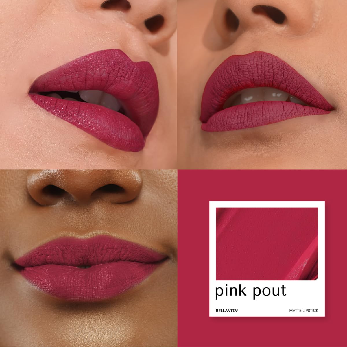 BELLAVITA Kiss-Proof Liquid Lipstick | 3.8 ml | 18-hr Stay | Transferproof Lipstick | Long Lasting | Ultra Matte Finish | Intense Moisturisation | Waterproof Liquid Lipsticks for Women | Pink Pout