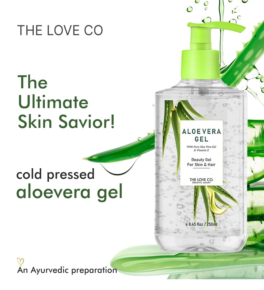 THE LOVE CO. Aloe Vera Gel - 250ml | Refreshing Hydration & Soothing Formula | Natural Moisturizer for Face and Body | Suitable for All Skin Types