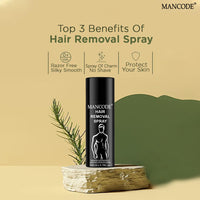 Mancode Hair Removal Cream Spray for Men, Hair removal spray for men, Painless Body Hair Removal for Back, Chest, Legs, Arms, Underarms & Intimate Areas, Fast Acting in 3-6 Minutes (200 ml)