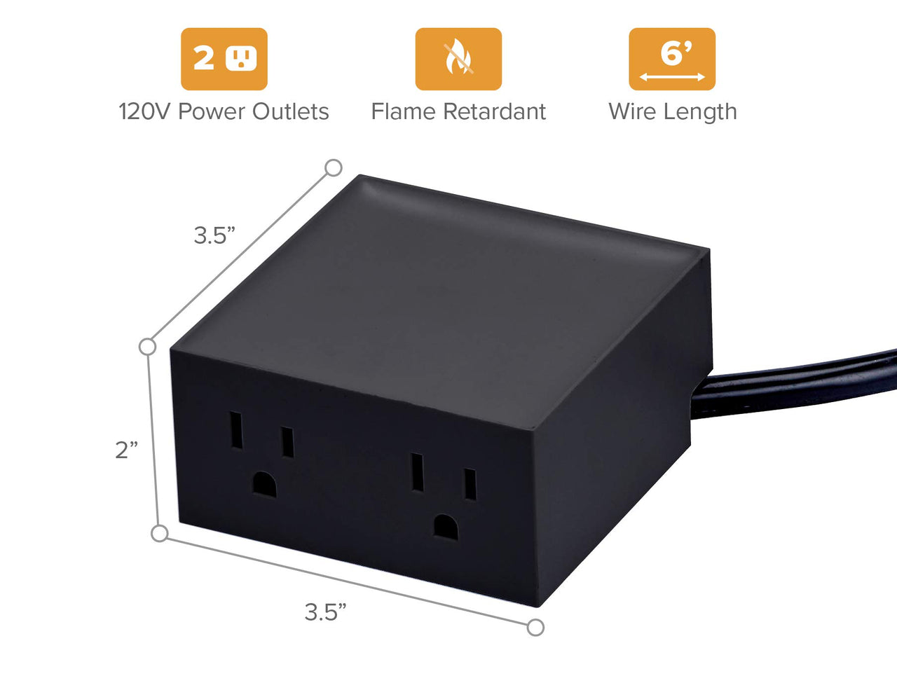 Bostitch Office Konnect Power Hub, Two Outlets Charging Station for Desktop, Shallow Tray Top, Black