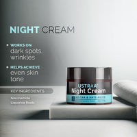 Ustraa Bright Night Kit - Foaming Face Wash - For Skin Brightening - 150 ml | Helps Prevent Blackheads | NO SLS & Night Cream - De-tan & Anti-aging - 50g - Effective Tan Removal | with Niacinamide