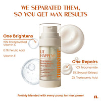 Numour Lit Happens Dual Brightening Serum 20ml| 33% Actives 15% Vitamin C+10% Niacinamide+ 2% TXA |Fades Dark Spots & Brightens|Dermat Tested, Sensitive Skin Safe| Face Serum For Men & Women