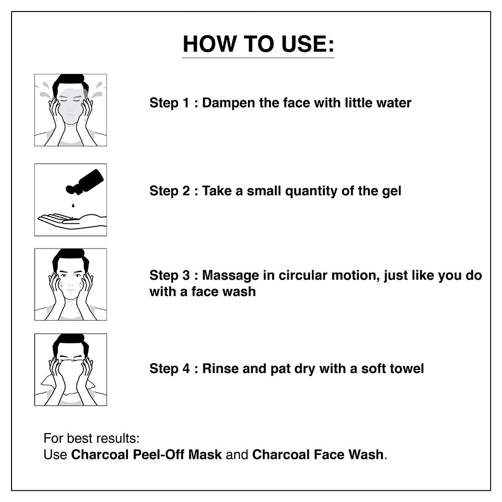 The Man Company Activated Charcoal Tan Removal Cleansing Gel for Oil Control & Glowing Skin | Black Pepper & Bergamot | 100ml