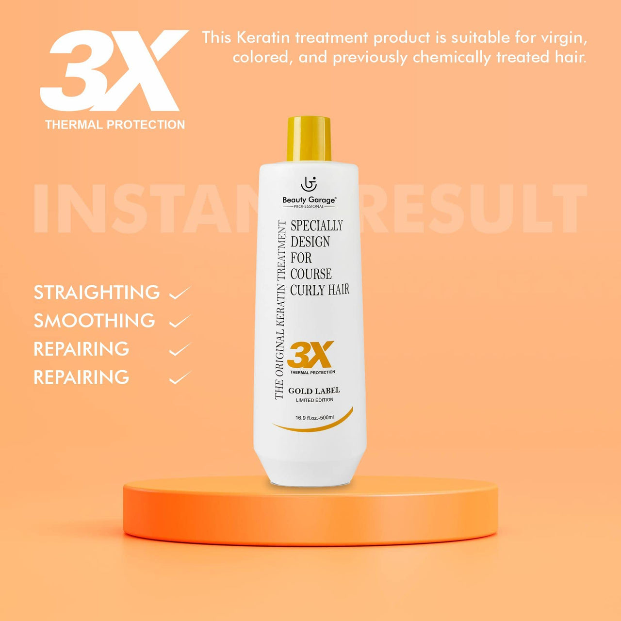 Beauty Garage 3x Gold Label Limited Edition Keratin Treatment (For professional Use) 500ml