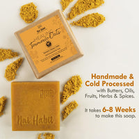 Nat Habit Healing Turmeric-Oats & Sacred Neem-Basil Butter Bath Soap, Anti-bacterial - Made With Cold Processed, Turmeric, Enriched with Neem & Kokum Butter For Men & Women - 125g of Each (Combo Pack of 2)