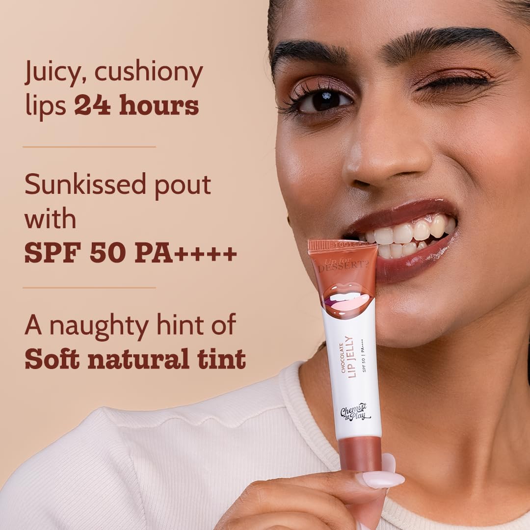 Chemist At Play Chocolate Tinted Lip Balm for Dark, Dry, Chapped and Pigmented Lips| Gives 24 hours moisturization| SPF 50 PA+++| Has Kojic Acid, Hyaluronic Acid, ceramides & Peptides| 10gms