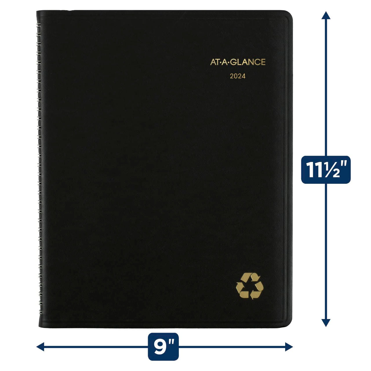 AT-A-GLANCE 2024 Weekly & Monthly Planner, Quarter-Hourly Appointment Book, 8-1/4" x 11", Large, Recycled, Black (70950G0524)