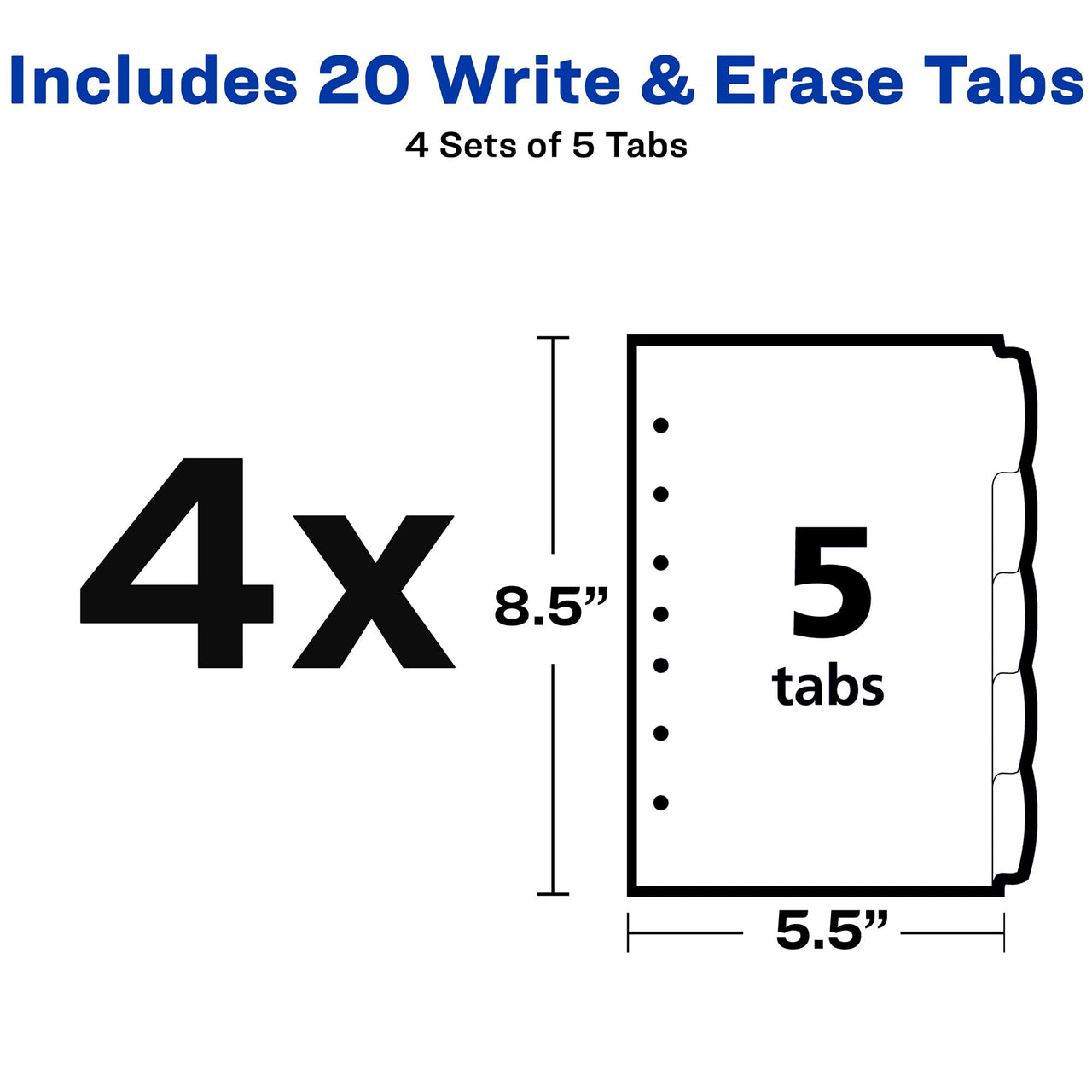 Avery Insertable Style Edge Plastic Mini Dividers for 3 Ring Binders, 5.5" x 8.5", 5-Tab Sets, Multicolor, 4 Binder Divider Sets (21118)