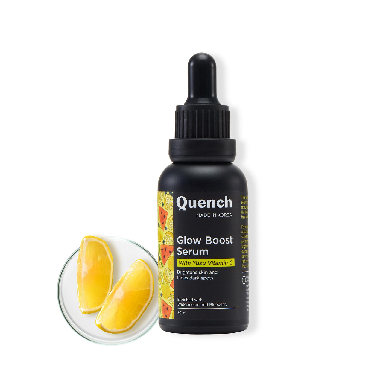 QUENCH BOTANICS Quench Vitamin C Glow Boost Face Serum with 5% Ethyl Ascorbic Acid | Brightening Serum for Dark Spots & Uneven Skin Tone | Highly Stable & Non Irritating | Made in Korea (30ml)