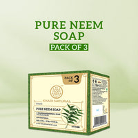 Khadi Natural Pure Neem Soap | Herbal Bathing Soap for Acne | Natural Soap with Essential Oils | Anti-Bacterial Soap | Suitable for All Skin Types, Pack of 3 | (125gm *3) (375gm)